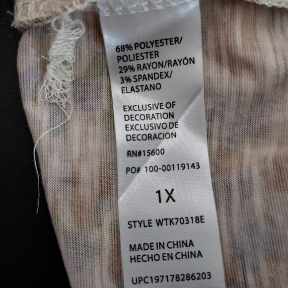 Democracy V Neck Boho Blouse Long Sleeve plus Size 1X - Picture 8 of 8